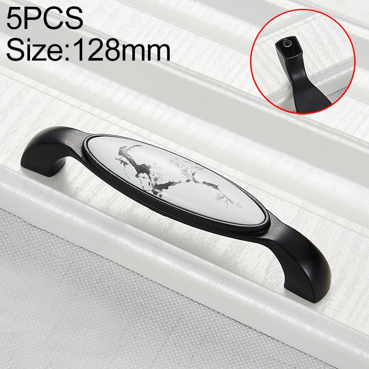 5 PCS 5050_128 Matte Black Ink Plum Zinc Alloy Ceramic Cabinet Handle