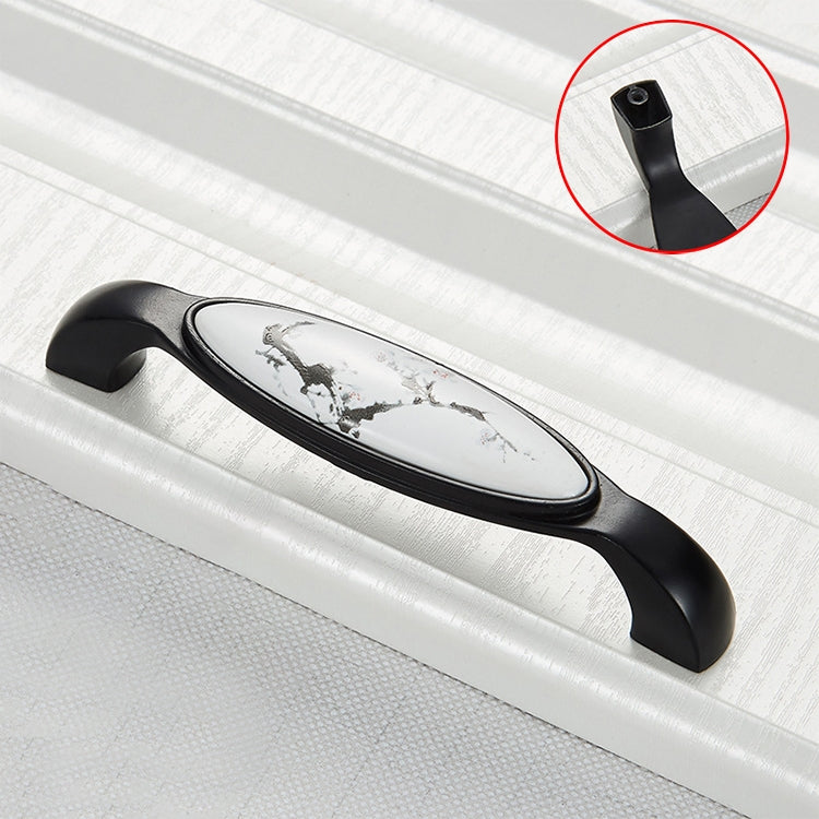 5 PCS 5050_128 Matte Black Ink Plum Zinc Alloy Ceramic Cabinet Handle