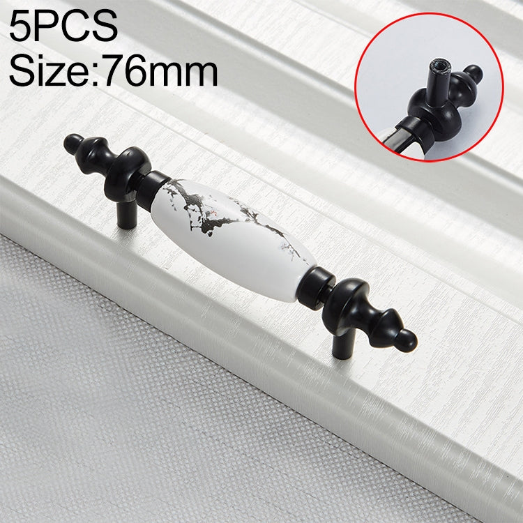 5 PCS 5057_76 Matte Black Ink Plum Zinc Alloy Ceramic Cabinet Handle