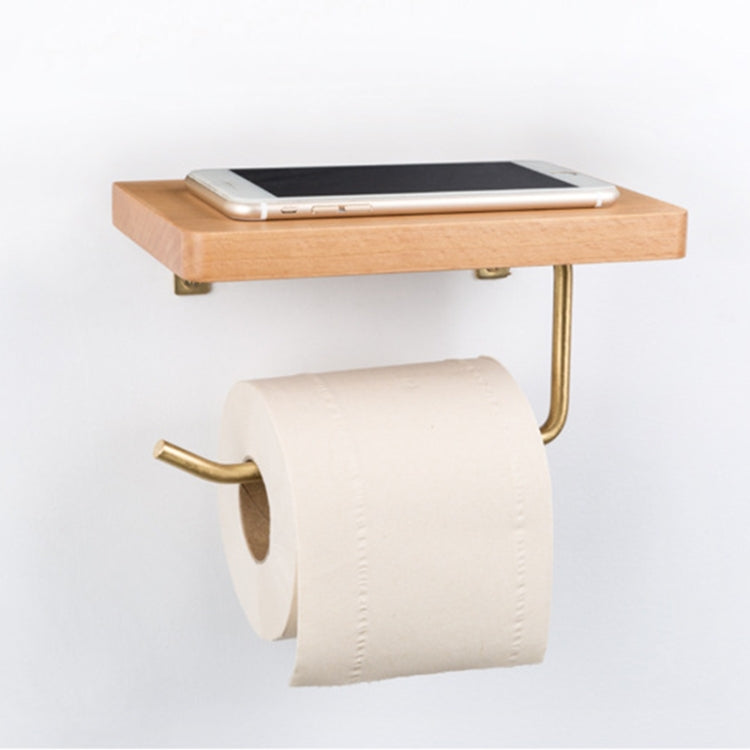 Creative Solid Wooden Mobile Phone Shelf Toilet Paper Roll Shelf without Punching, Beech