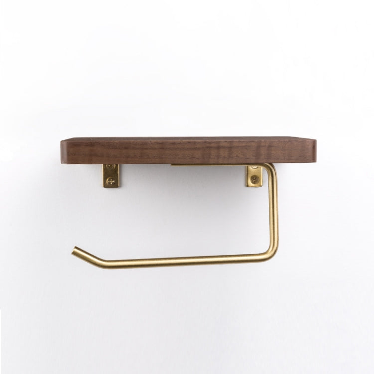 Creative Solid Wooden Mobile Phone Shelf Toilet Paper Roll Shelf without Punching, Black walnut