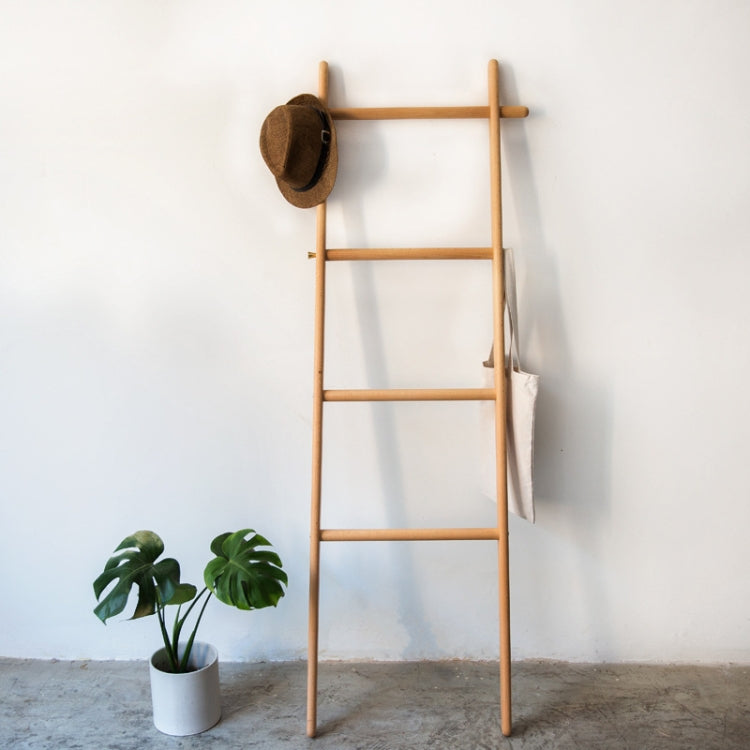 Solid Wood Creative Landing Ladder Clothes Hat Rack,Size: 170x45x52cm, Beech