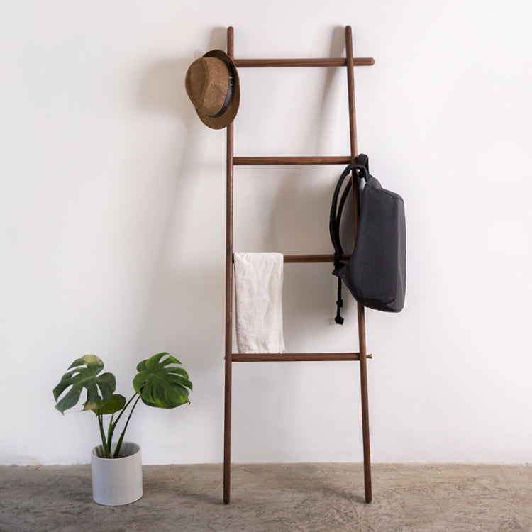 Solid Wood Creative Landing Ladder Clothes Hat Rack,Size: 170x45x52cm, Black Walnut