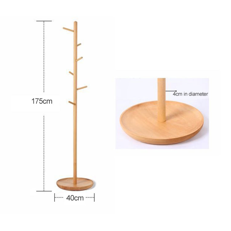 Creative Tree-shaped Solid Wood Hatstand Clothes Hanging Rack,Size: 175x40cm, Beech