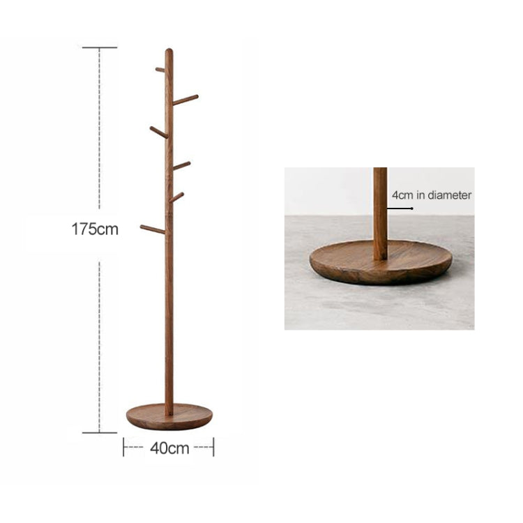 Creative Tree-shaped Solid Wood Hatstand Clothes Hanging Rack,Size: 175x40cm, Black Walnut