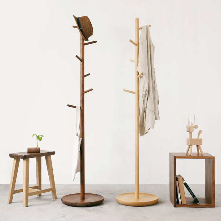 Creative Tree-shaped Solid Wood Hatstand Clothes Hanging Rack,Size: 175x40cm, Black Walnut