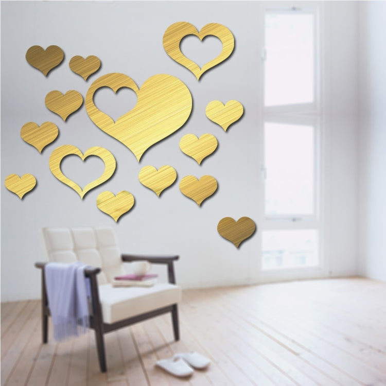 5 in 1 Love Shape Mirror Art Decor Wall Stickers Living Room Decoration Wall Decoration Sets
