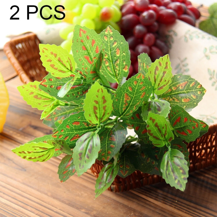2 PCS Artificial Plants For Plastic Flowers Household Store Supplies Decoration Red Green Leaf