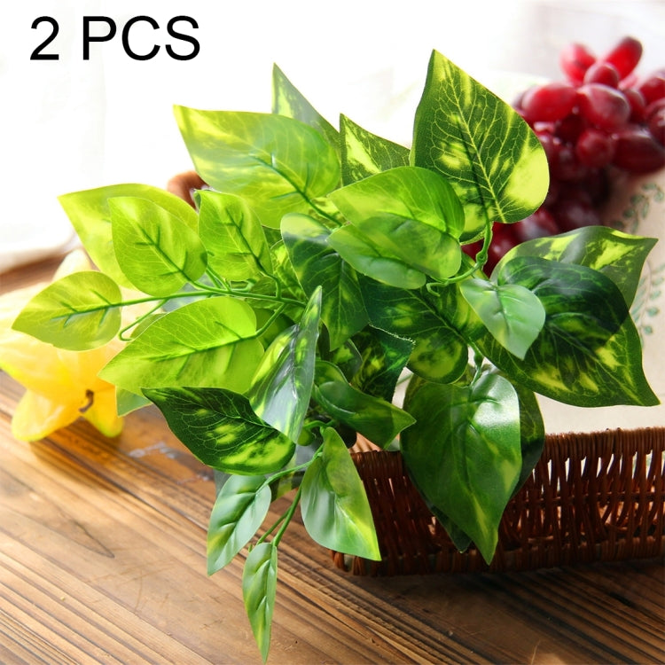2 PCS Artificial Plants For Plastic Flowers Household Store Supplies Decoration Epipremnum Aureum Leaf