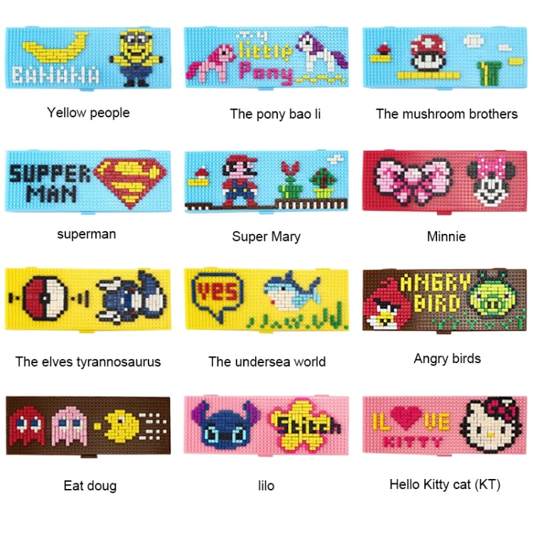 Creative Children Building Blocks Assembled Cartoon Plastic Pencil Case DIY Student Pencil Case Pencil Bag,Random Color Delivery