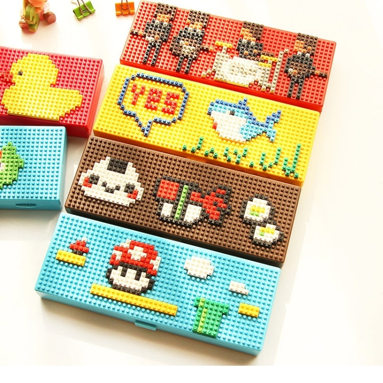 Creative Children Building Blocks Assembled Cartoon Plastic Pencil Case DIY Student Pencil Case Pencil Bag,Random Color Delivery