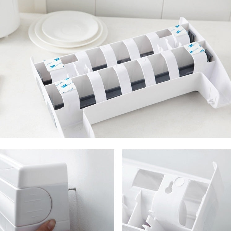 Kitchen Wall Mounted Cling Film Holder Wrap Storage Rack Hanger Rack Cutting Device, Size: 39 x 10 x 24cm