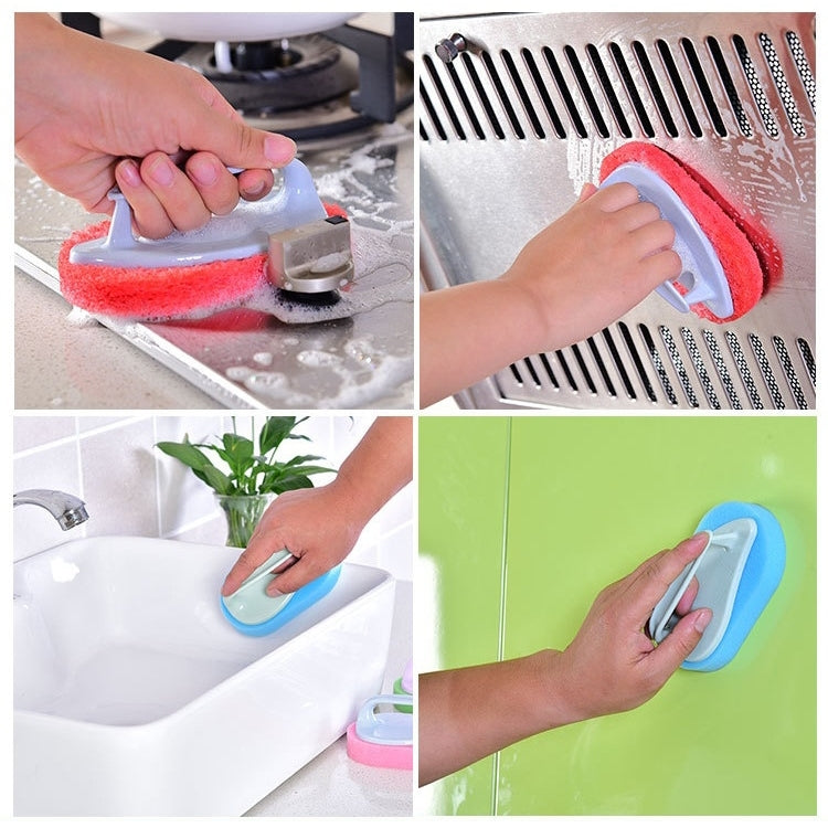 10 PCS Decontamination Sponge Hard Bottom Cleaning Brushes Dry and Wet Cleaning Brush for Kitchen / Cooking Bench / Bathroom / Bathtub , Random Color Delivery