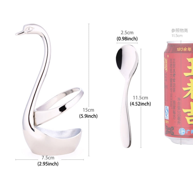 5 PCS Coffee Spoon + Swan Shape Design Knife Fruit Food Dinnerware Base Holder Elegant Kitchen Tableware Set