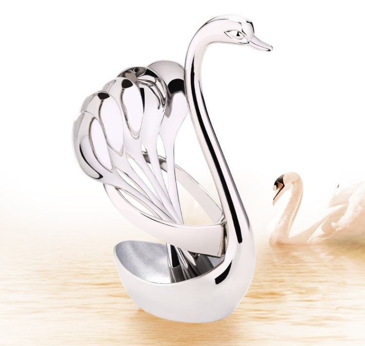5 PCS Coffee Spoon + Swan Shape Design Knife Fruit Food Dinnerware Base Holder Elegant Kitchen Tableware Set