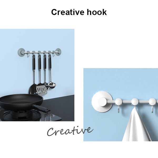 Creative Traceless Rows of Hooks Wall / Door Hanging Hook Home Bathroom Kitchen (White)