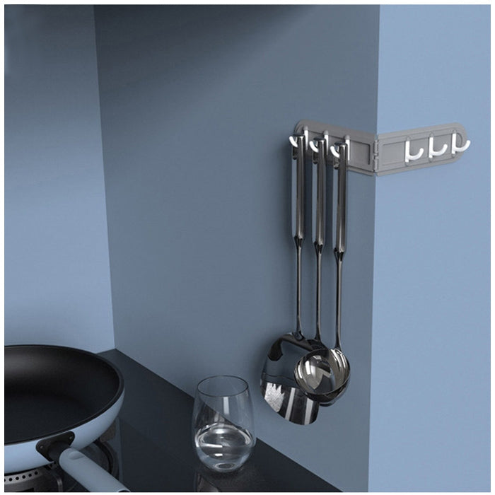 Creative Traceless Rows of Hooks Corner Wall Hanging Hook Home Bathroom Kitchen (Grey)