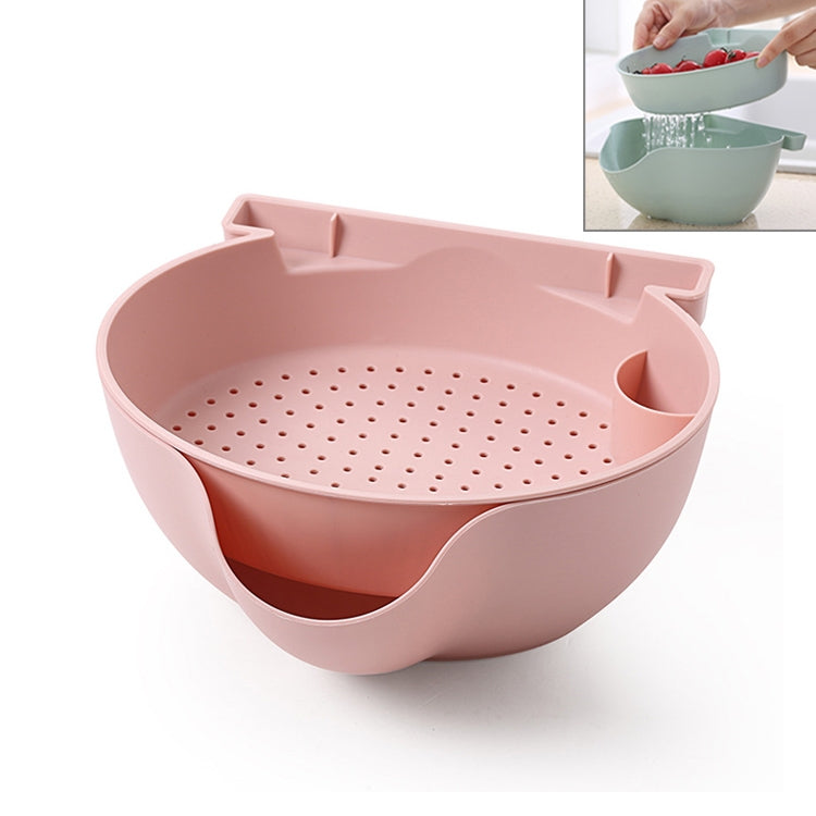 Kitchen Double Layer Fruit Bowl Washing Basket Lazy Bracket Snack Nuts Bowl