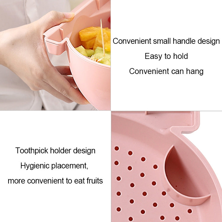 Kitchen Double Layer Fruit Bowl Washing Basket Lazy Bracket Snack Nuts Bowl