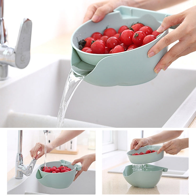 Kitchen Double Layer Fruit Bowl Washing Basket Lazy Bracket Snack Nuts Bowl