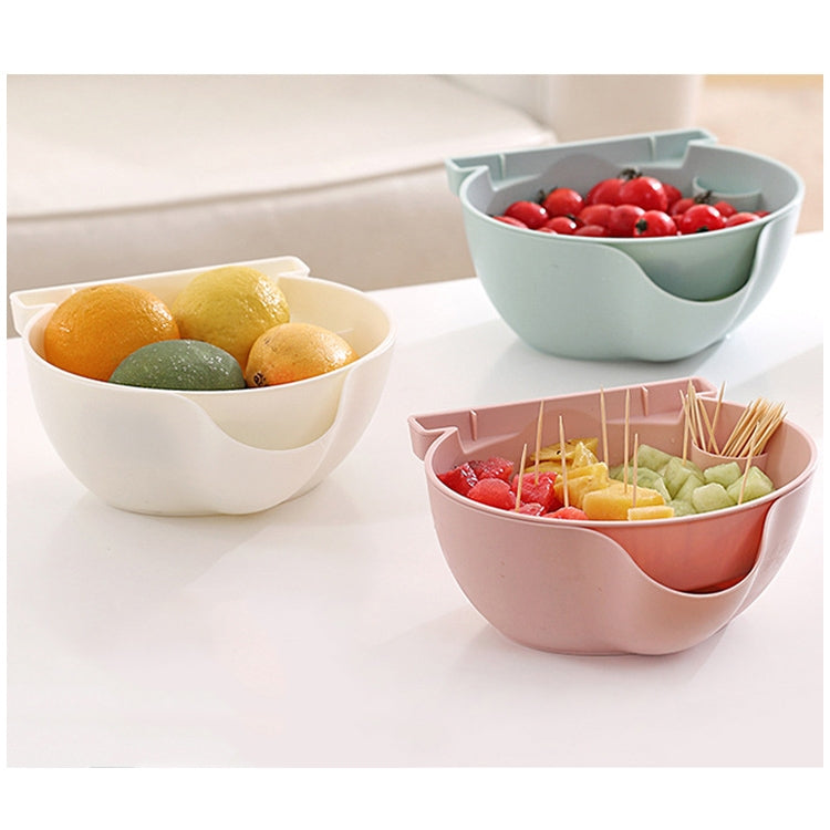 Kitchen Double Layer Fruit Bowl Washing Basket Lazy Bracket Snack Nuts Bowl