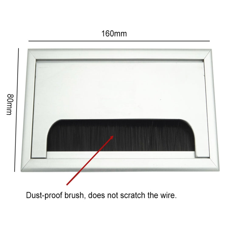 8x16cm Desk Dustproof Aluminum Wire Box Threading Box with Brush