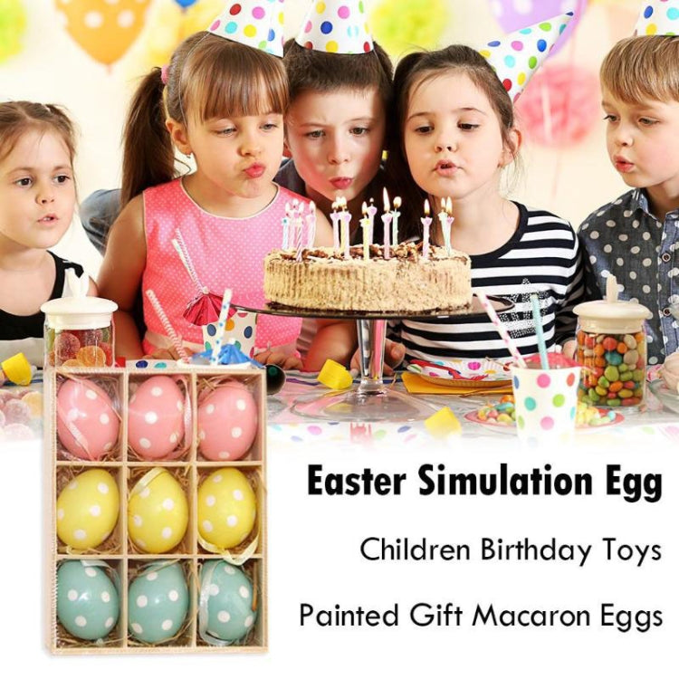 9 PCS Easter Macaroon Eggs Holiday Decorative Hang Ornament Children Toys