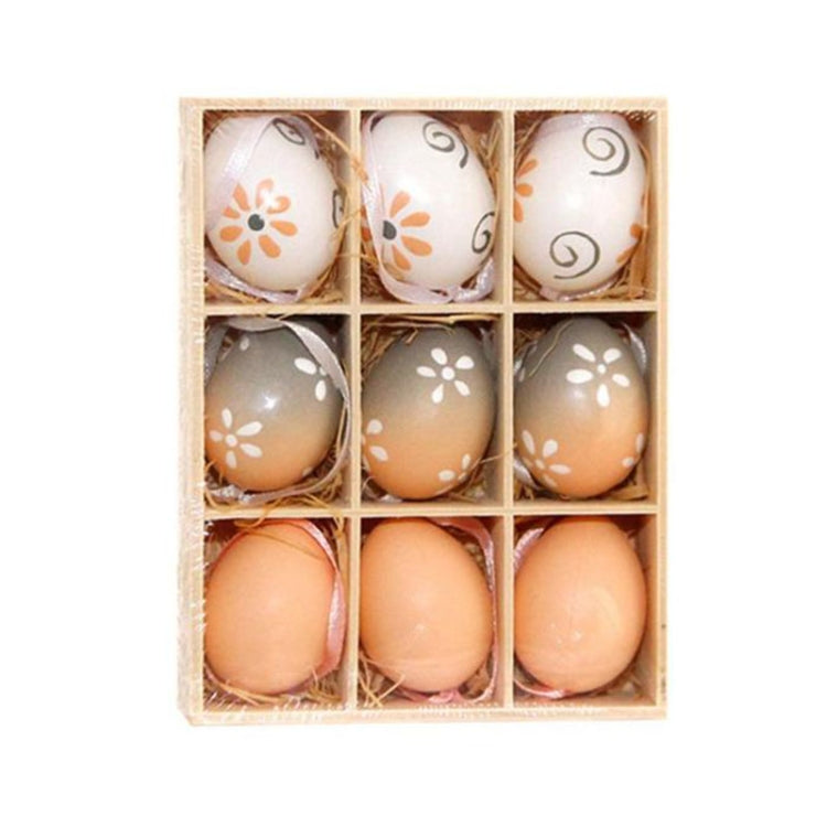 9 PCS Easter Log Gradient Eggs Holiday Decorative Hang Ornament Children Toys