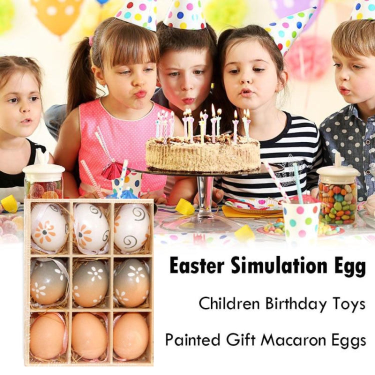 9 PCS Easter Log Gradient Eggs Holiday Decorative Hang Ornament Children Toys