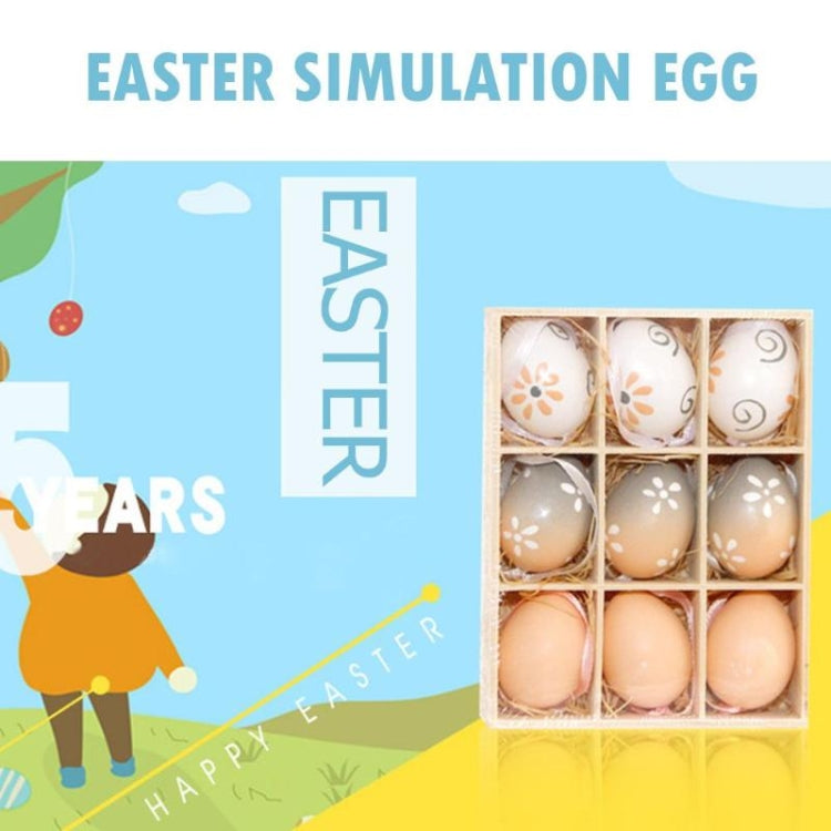 9 PCS Easter Log Gradient Eggs Holiday Decorative Hang Ornament Children Toys