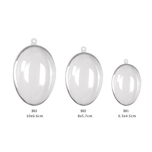 6 PCS Transparent Plastic Hollow Ellipsoid Easter Christmas Wedding Decorations