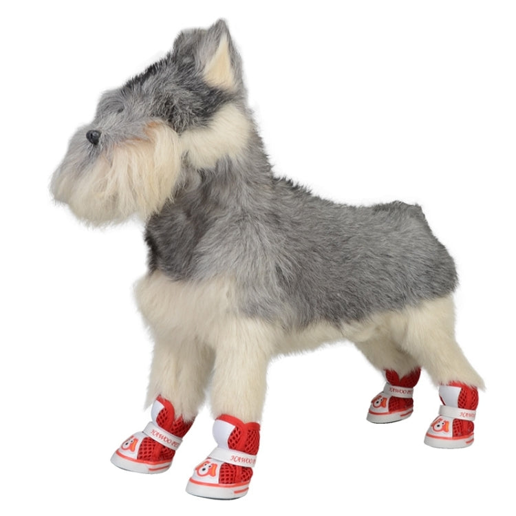 Lovely Pet Dog Shoes Cartoon Dog Pattern Mesh Breathable Anti-skidding Shoes, 4#, Size: 6.5 x 5cm