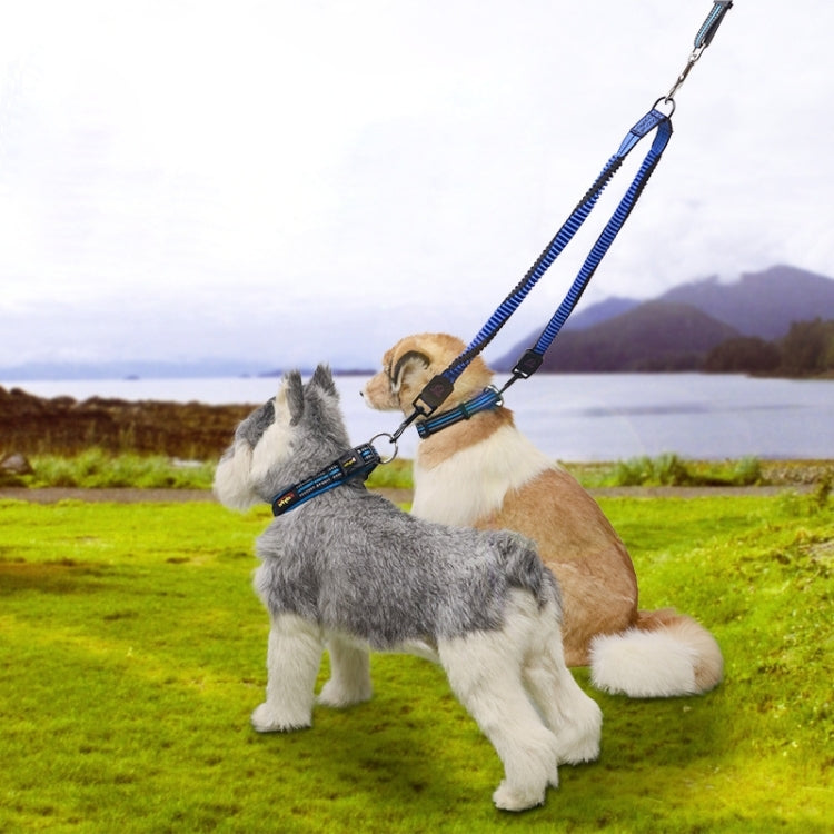 Pet Telescopic Buffer Double Traction Rope Nylon Reflective Braided Rope, Medium, Length: 97cm, Random Color Delivery