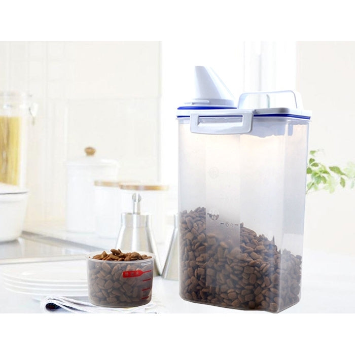 Multi-function Simple Transparent Grain Storage Barrel Pet Food Storage Box with Counting Cup