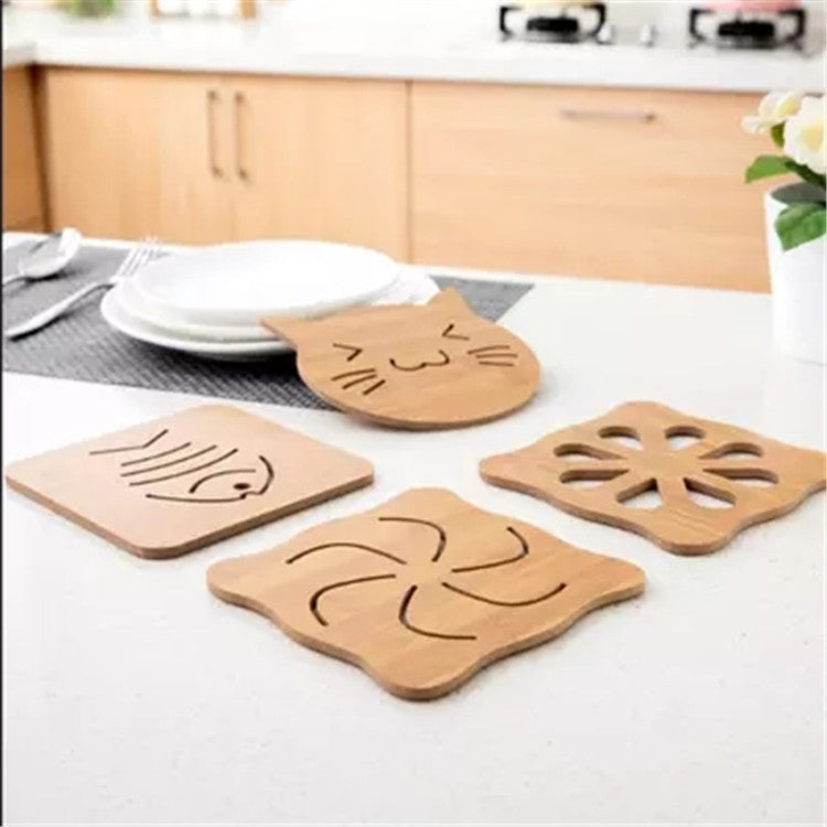 5 PCS Cute Cartoon Kitchen Table Protect Wood Cup Pad Heat Insulation Coaster Mat, Random Style Delivery