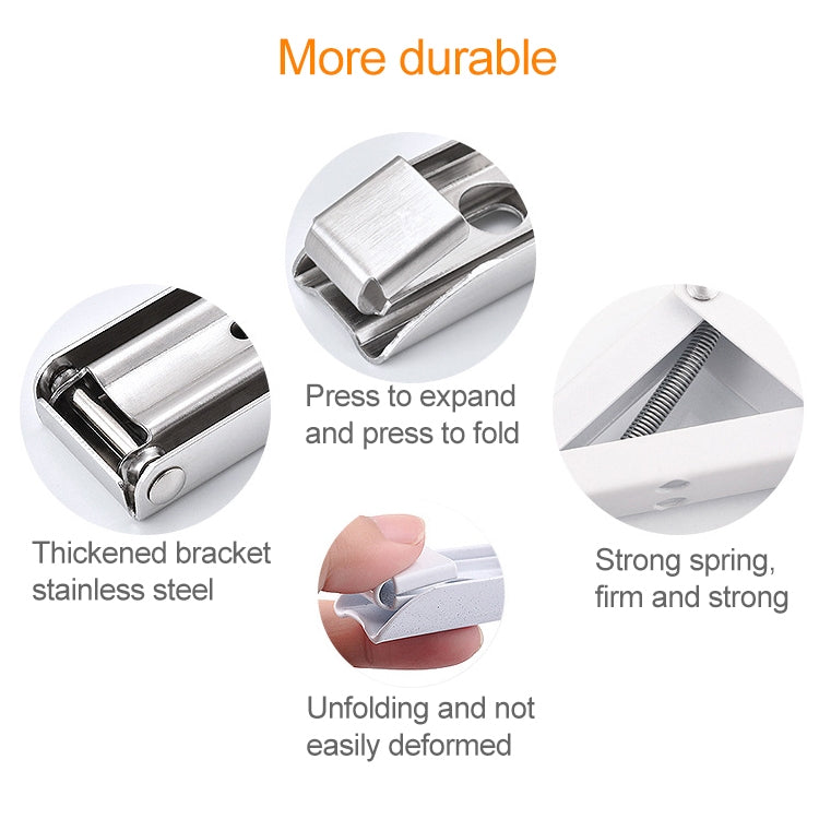 8 inch Wall-mounted Foldable Stainless Steel Spring Storage Shelf for Dining Table