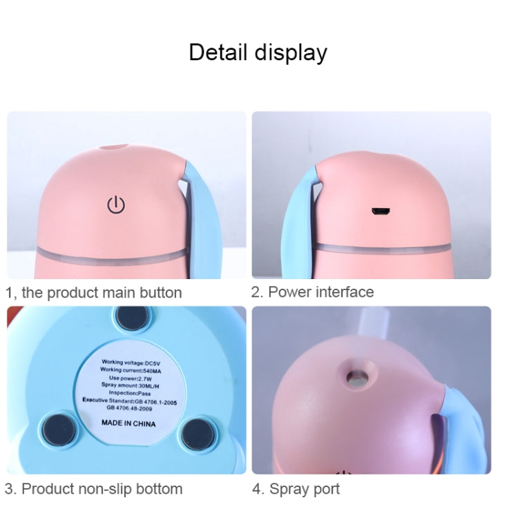 Cute Rabbit Portable USB Mute Mini Humidifier Nebulizer with LED Night Light for Office, Home Bedroom, Car, Capacity: 170ml, DC 5V