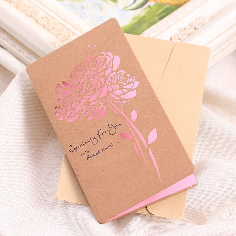 50 PCS Festival Universal Retro Kraft Paper Rose Pattern Greeting Cards