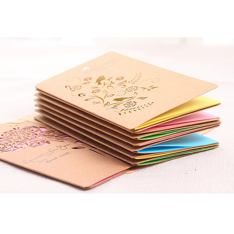 50 PCS Festival Universal Retro Kraft Paper Rose Pattern Greeting Cards