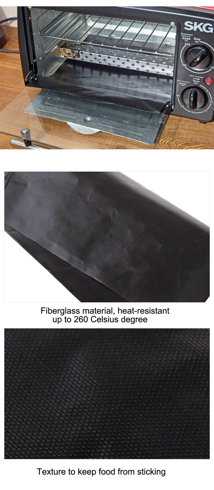 2 PCS Microwave Oven Heat Resistant Fiberglass Cuttable Anti-fouling Mats, Size: 30x30cm(Black)