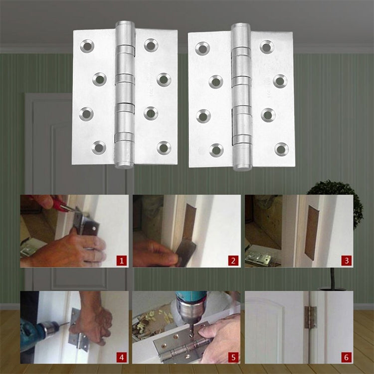 2 PCS Thick Stainless Steel Flat Hinges Home Cabinet Door Hinge, Size: 100x75mm