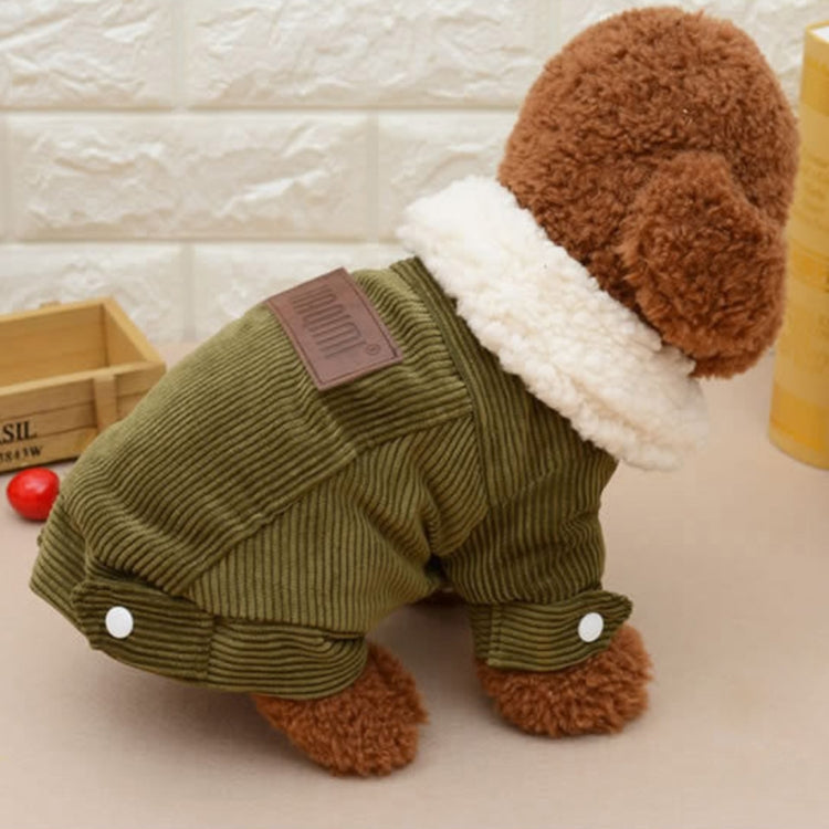 New Autumn and Winter Style Pet Corduroy Jacket, Size: L, Bust: 46cm, Back Length: 34cm