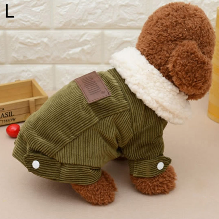 New Autumn and Winter Style Pet Corduroy Jacket, Size: L, Bust: 46cm, Back Length: 34cm
