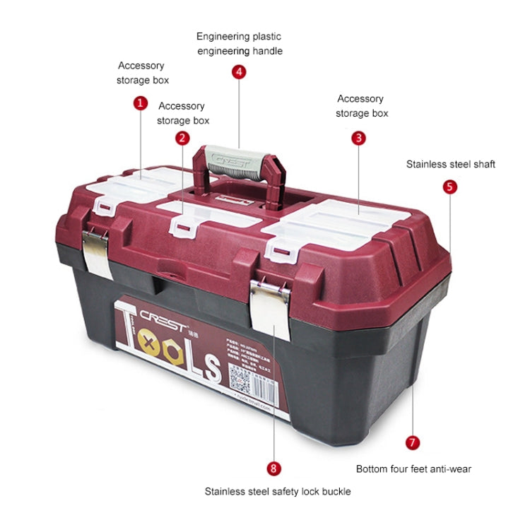 17 inch Stainless Steel Multi-function Portable Home Car Repair Tool Storage Box