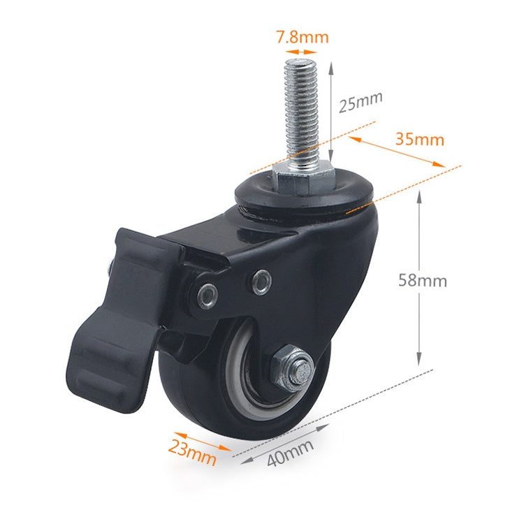 2 PCS 1.5 inch Furniture Cabinet Coffee Table Silent Screw Brake Wheel