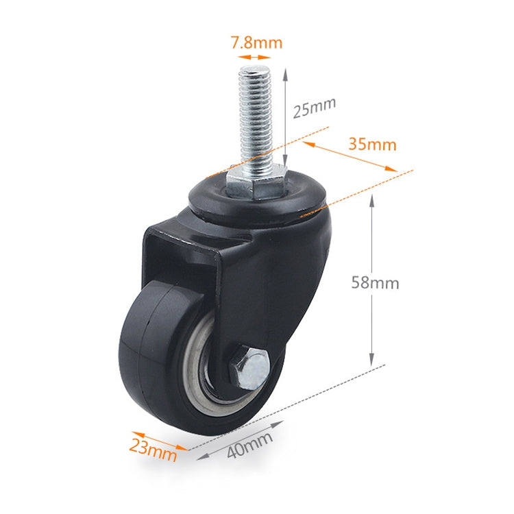 2 PCS 1.5 inch Furniture Cabinet Coffee Table Silent Screw Universal Wheel