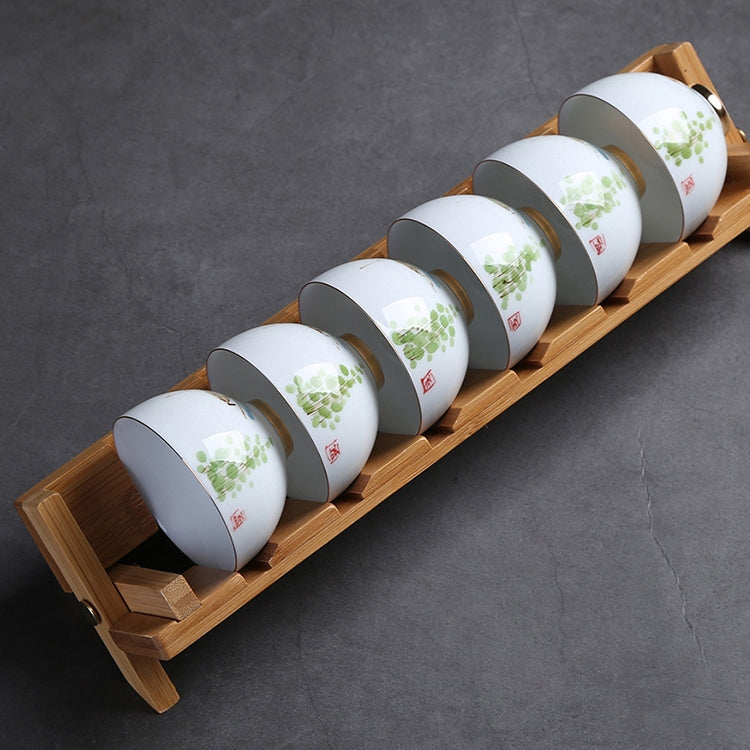 6 Cupholders Creative Bamboo Foldable Kung Fu Tea Set Tea Cup Holder Drainage Rack