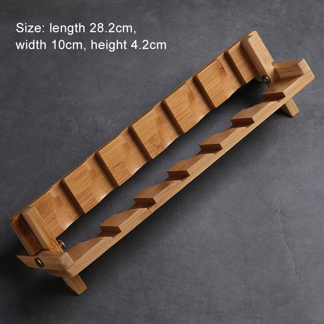 6 Cupholders Creative Bamboo Foldable Kung Fu Tea Set Tea Cup Holder Drainage Rack