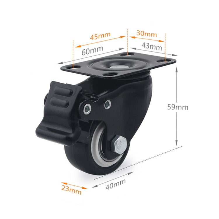 2 PCS 1.5 inch Furniture Cabinet Coffee Table Silent Universal Brake Wheel