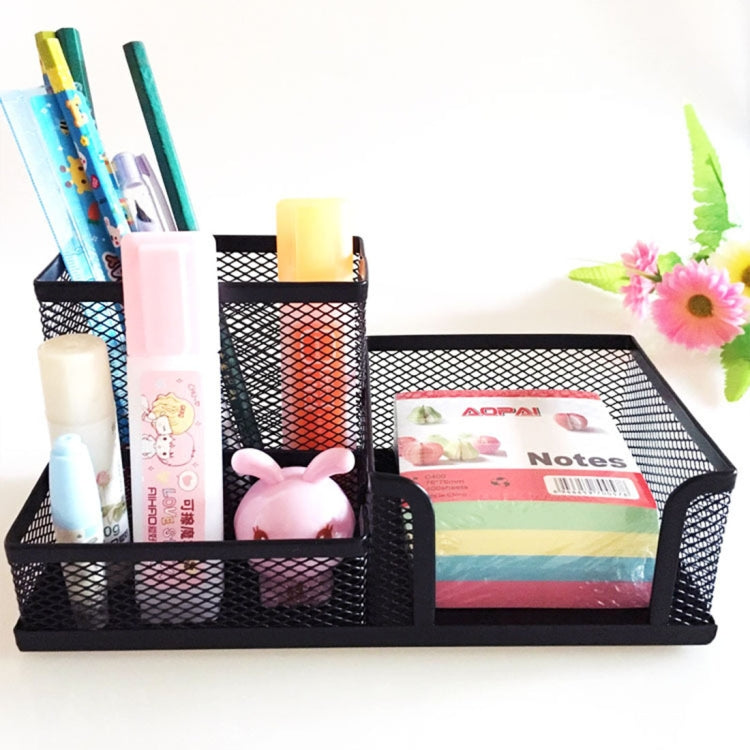 2 PCS Creative Metal Mesh Combined Pen Holder Multifunction Stationery Storage Box